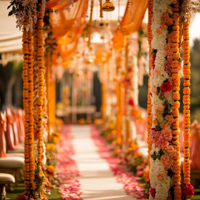 wedding-arch-decorated-with-greenery-outdoors-stock-photo